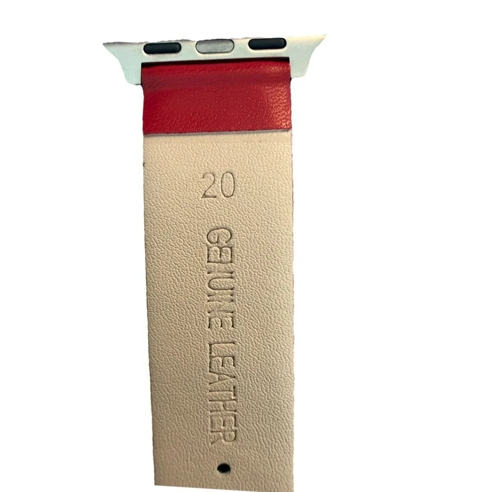 Unisex's Genuine Leather Smartwatch Watch Band Red Size 38-40 MM New
